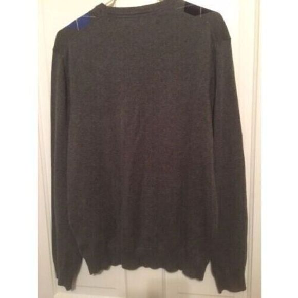 CLUB ROOM SIZE MEDIUM CHARCOAL COTTON V-NECK SWEATER **NEW** - Picture 3 of 3